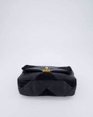 Chanel Black Medium 19 Quilted Flap Bag in Lambskin Leather & Suede with Mixed Hardware