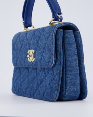 Chanel Small Denim Quilted Trendy Bag with Champagne Gold Hardware