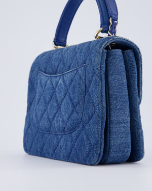Chanel Small Denim Quilted Trendy Bag with Champagne Gold Hardware