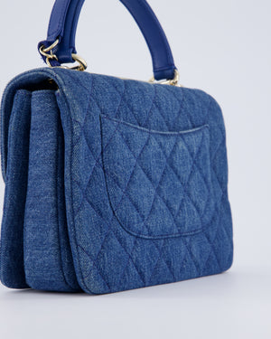 Chanel Small Denim Quilted Trendy Bag with Champagne Gold Hardware