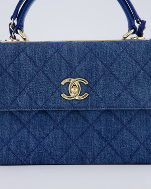 Chanel Small Denim Quilted Trendy Bag with Champagne Gold Hardware