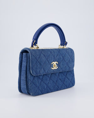 Chanel Small Denim Quilted Trendy Bag with Champagne Gold Hardware