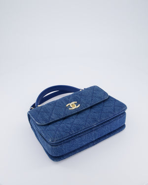 Chanel Small Denim Quilted Trendy Bag with Champagne Gold Hardware