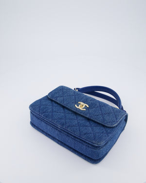 Chanel Small Denim Quilted Trendy Bag with Champagne Gold Hardware