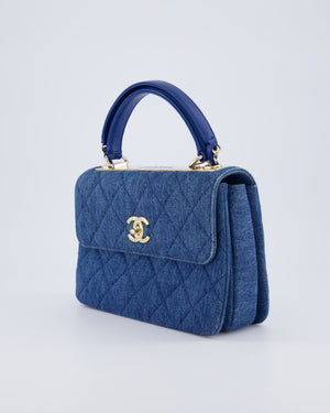 Chanel Small Denim Quilted Trendy Bag with Champagne Gold Hardware