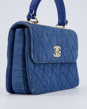 Chanel Small Denim Quilted Trendy Bag with Champagne Gold Hardware