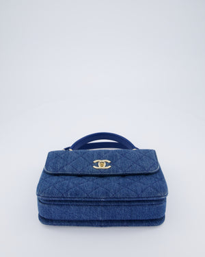 Chanel Small Denim Quilted Trendy Bag with Champagne Gold Hardware