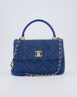 Chanel Small Denim Quilted Trendy Bag with Champagne Gold Hardware