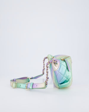 Chanel 24/C Rainbow Gradient Iridescent Metallic Quilted Lambskin Bum Bag with Champagne Gold Hardware
