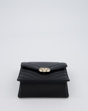 Chanel Black Mini Chevron Envelope Flap Bag in Lambskin Leather and Gold Hardware