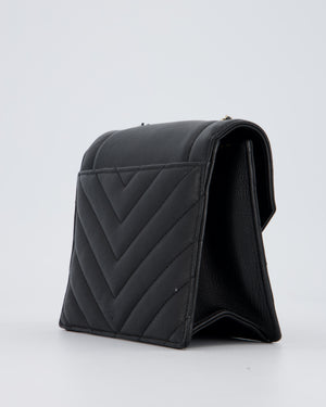 Chanel Black Mini Chevron Envelope Flap Bag in Lambskin Leather and Gold Hardware