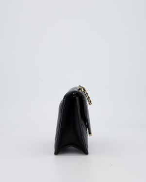 Chanel Black Mini Chevron Envelope Flap Bag in Lambskin Leather and Gold Hardware