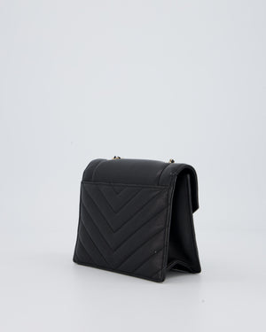 Chanel Black Mini Chevron Envelope Flap Bag in Lambskin Leather and Gold Hardware