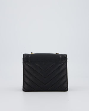 Chanel Black Mini Chevron Envelope Flap Bag in Lambskin Leather and Gold Hardware