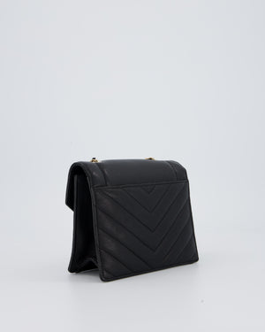 Chanel Black Mini Chevron Envelope Flap Bag in Lambskin Leather and Gold Hardware