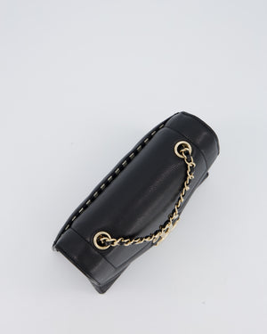 Chanel Black Mini Chevron Envelope Flap Bag in Lambskin Leather and Gold Hardware