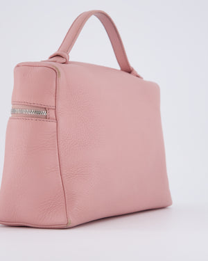 Loro Piana Pink Extra Pocket L27 Pouch Bag Grained Calfskin Leather with Silver Hardware