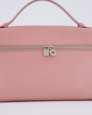 Loro Piana Pink Extra Pocket L27 Pouch Bag Grained Calfskin Leather with Silver Hardware
