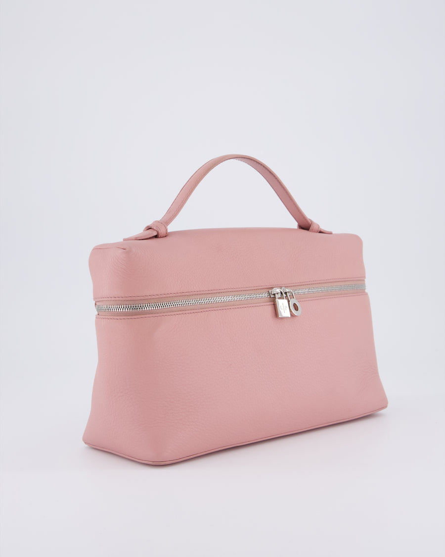 Loro Piana Pink Extra Pocket L27 Pouch Bag Grained Calfskin Leather with Silver Hardware