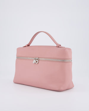 Loro Piana Pink Extra Pocket L27 Pouch Bag Grained Calfskin Leather with Silver Hardware