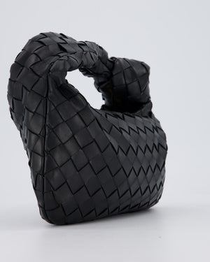 Bottega Veneta Black Mini Jodie Bag in Intrecciato Calfskin Leather with Gold Hardware