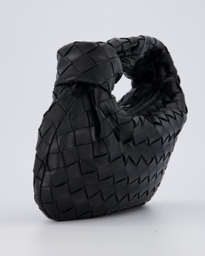 Bottega Veneta Black Mini Jodie Bag in Intrecciato Calfskin Leather with Gold Hardware
