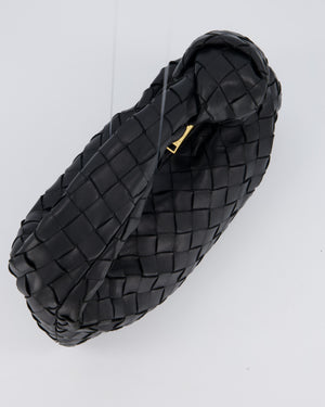 Bottega Veneta Black Mini Jodie Bag in Intrecciato Calfskin Leather with Gold Hardware