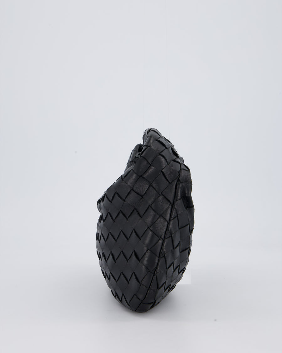 Bottega Veneta Black Mini Jodie Bag in Intrecciato Calfskin Leather with Gold Hardware