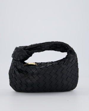 Bottega Veneta Black Mini Jodie Bag in Intrecciato Calfskin Leather with Gold Hardware