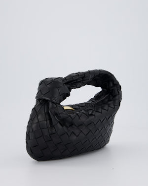 Bottega Veneta Black Mini Jodie Bag in Intrecciato Calfskin Leather with Gold Hardware