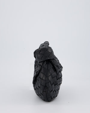 Bottega Veneta Black Mini Jodie Bag in Intrecciato Calfskin Leather with Gold Hardware