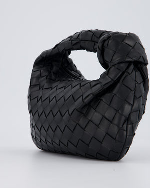 Bottega Veneta Black Mini Jodie Bag in Intrecciato Calfskin Leather with Gold Hardware