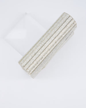 Jimmy Choo Champagne Gold Glitter Candy Clutch with Chain Detail