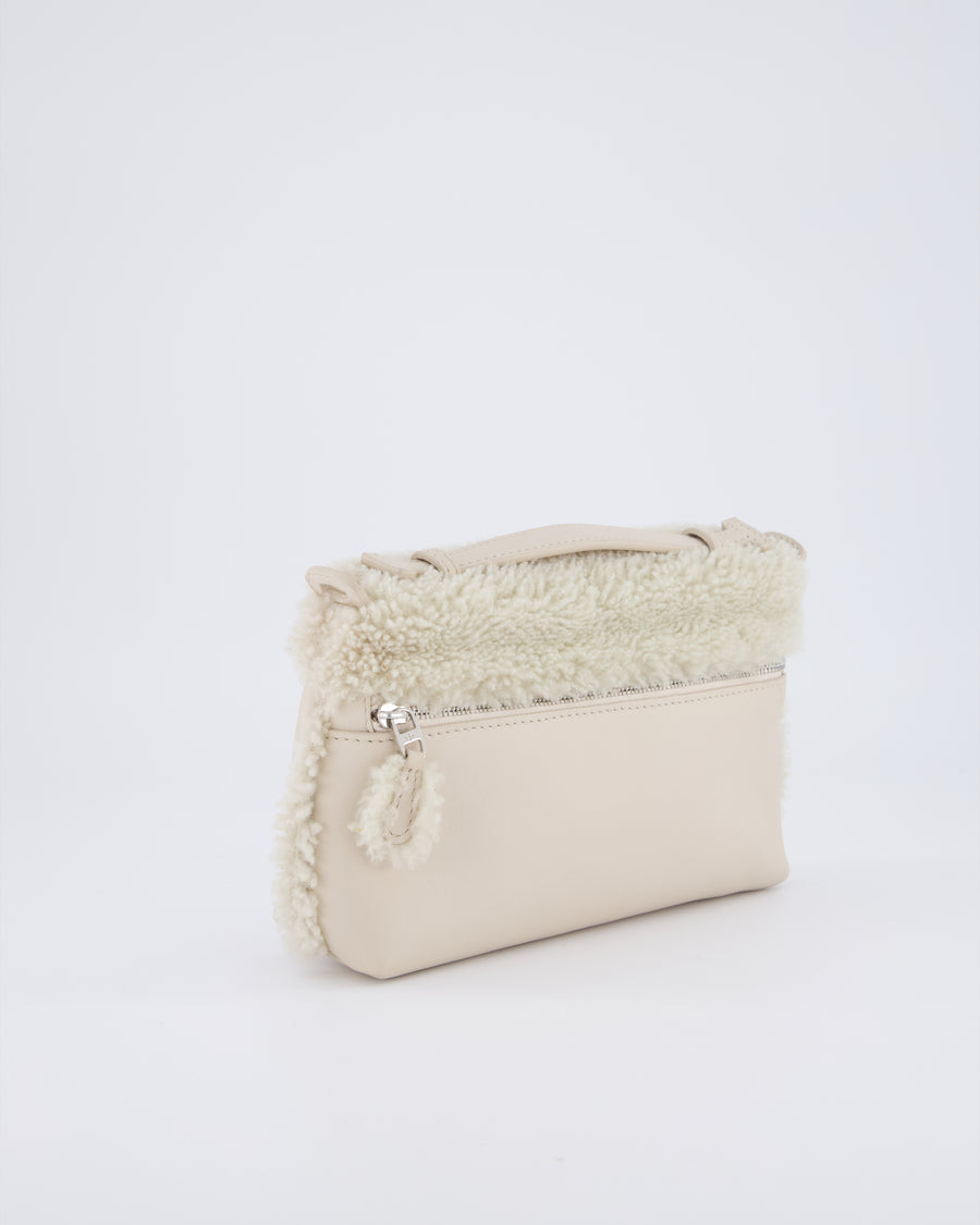 Loro Piana Beige Leather and Shearling L19 Cross Body Bag