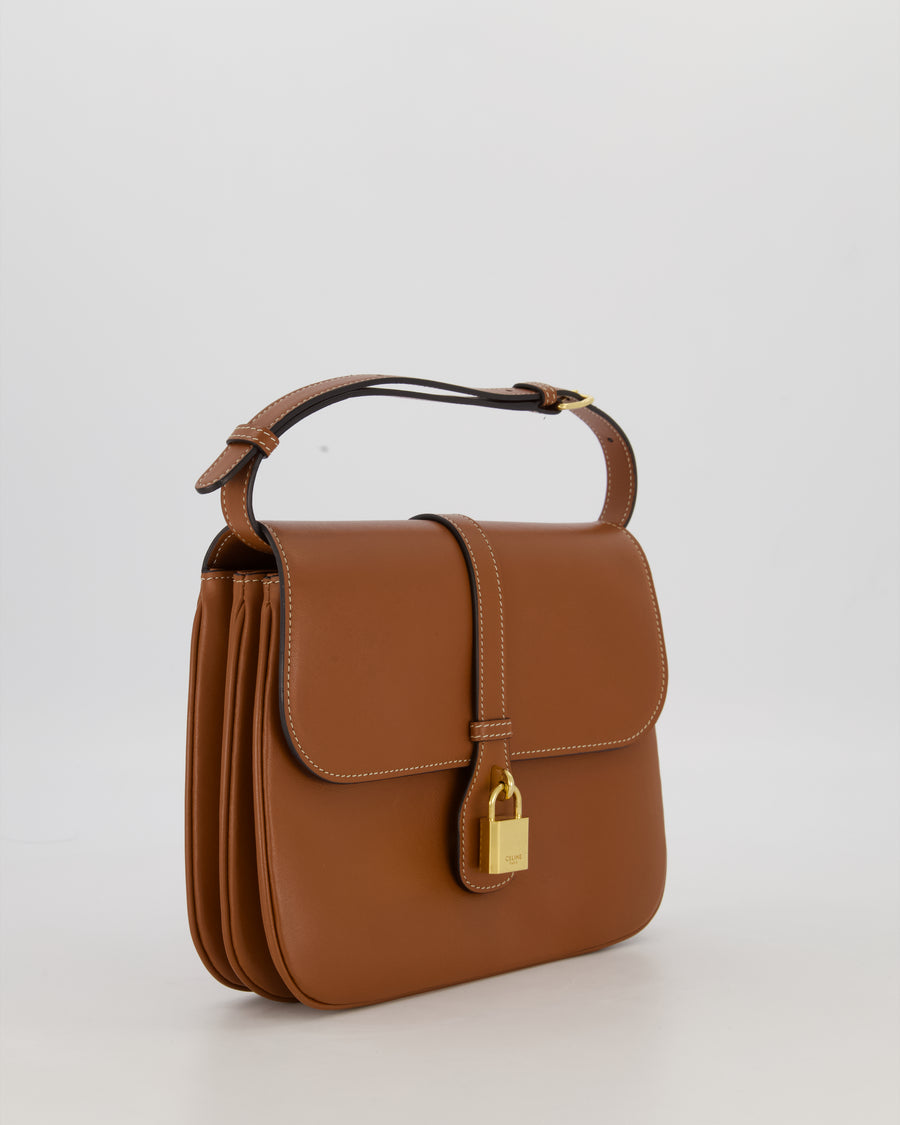 Celine Brown Medium Tabou Crossbody Bag with Gold Celine Padlock Detail