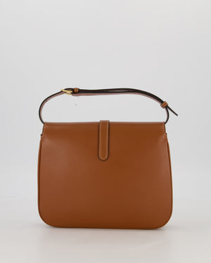 Celine Brown Medium Tabou Crossbody Bag with Gold Celine Padlock Detail