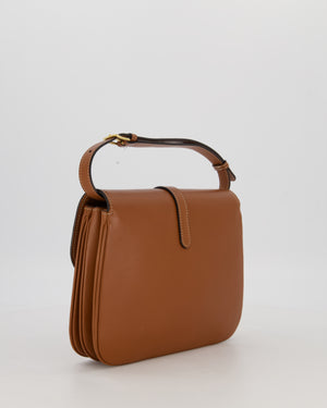 Celine Brown Medium Tabou Crossbody Bag with Gold Celine Padlock Detail
