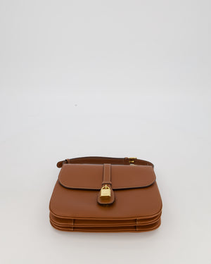 Celine Brown Medium Tabou Crossbody Bag with Gold Celine Padlock Detail