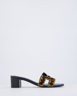 Hermès Oasis Leopard Print Sandals in Brun Fumé & Noir Goatskin Leather Size EU 37.5