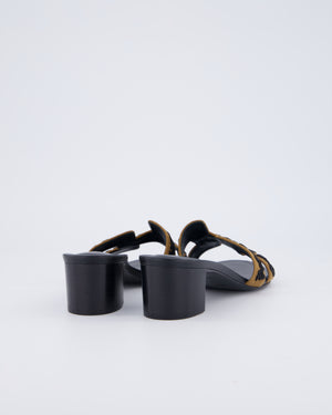 Hermès Oasis Leopard Print Sandals in Brun Fumé & Noir Goatskin Leather Size EU 37.5