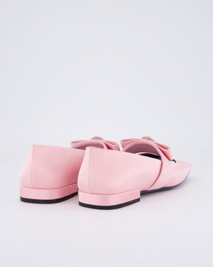 Versace Pastel Pink Satin Mary Jane Ballet Pumps with Medusa Logo Detail Size EU 38