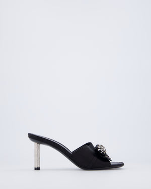 Louis Vuitton Black Satin Open Toe Silver Embellished Mules Size EU 37.5