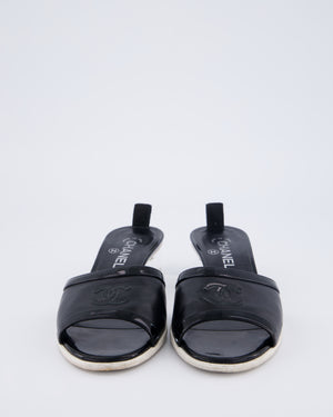 Chanel Black CC Open-Toe Sandals with Perspex Heel Detail Size EU 39