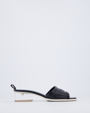 Chanel Black CC Open-Toe Sandals with Perspex Heel Detail Size EU 39
