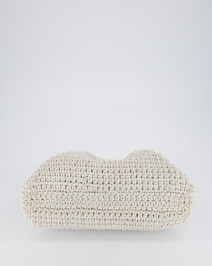 Bottega Veneta Medium Crochet Pouch Bag in White Calfskin Leather