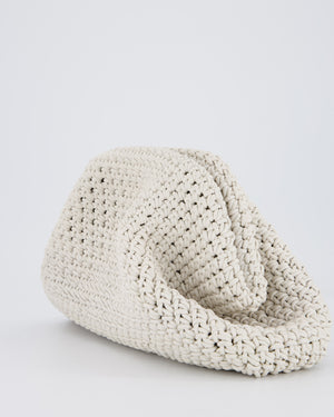 Bottega Veneta Medium Crochet Pouch Bag in White Calfskin Leather