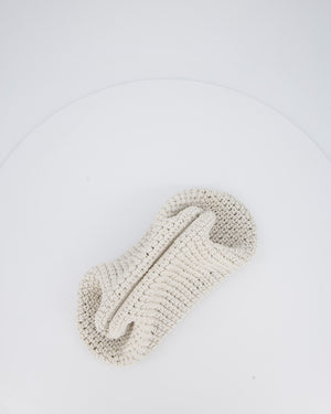 Bottega Veneta Medium Crochet Pouch Bag in White Calfskin Leather