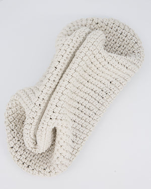 Bottega Veneta Medium Crochet Pouch Bag in White Calfskin Leather