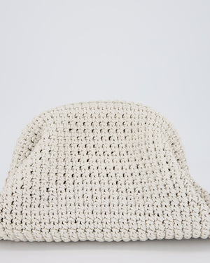 Bottega Veneta Medium Crochet Pouch Bag in White Calfskin Leather