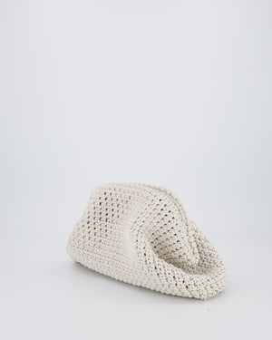 Bottega Veneta Medium Crochet Pouch Bag in White Calfskin Leather